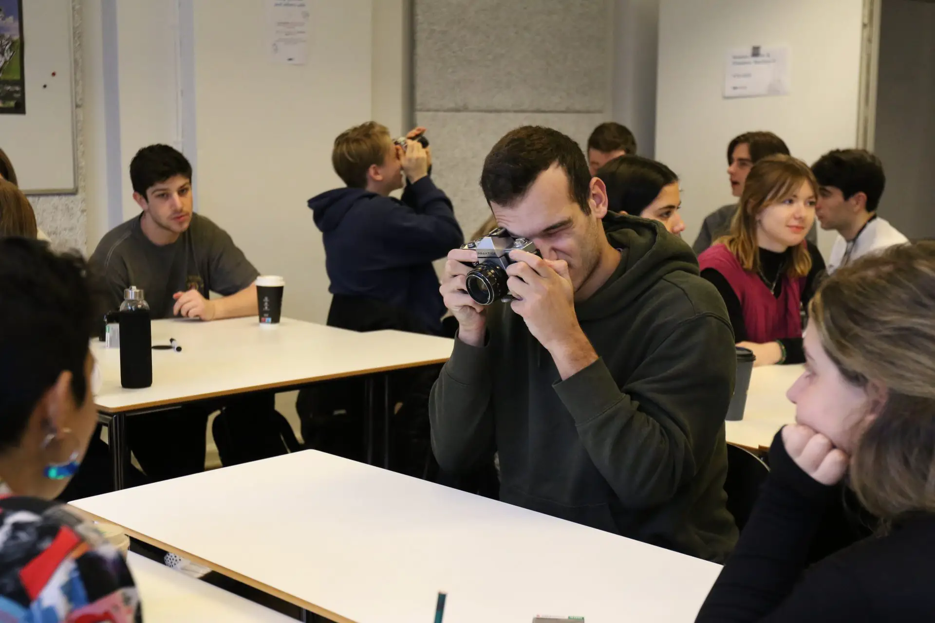 yellow excavator shot at night on CineStill film