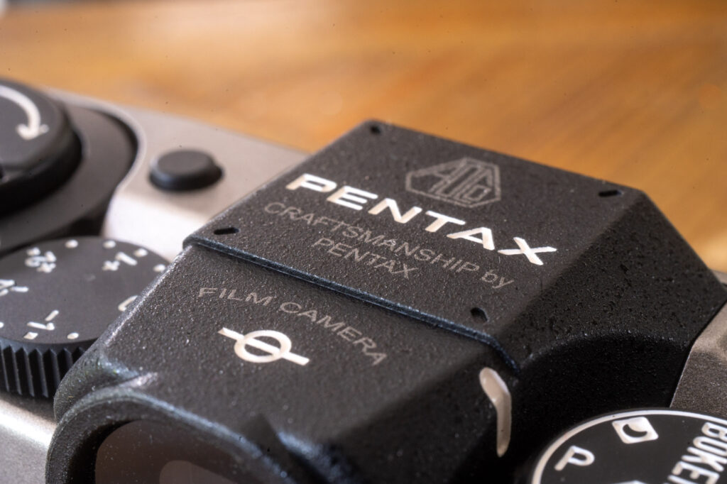 Pentax 17 branding on top of the camera