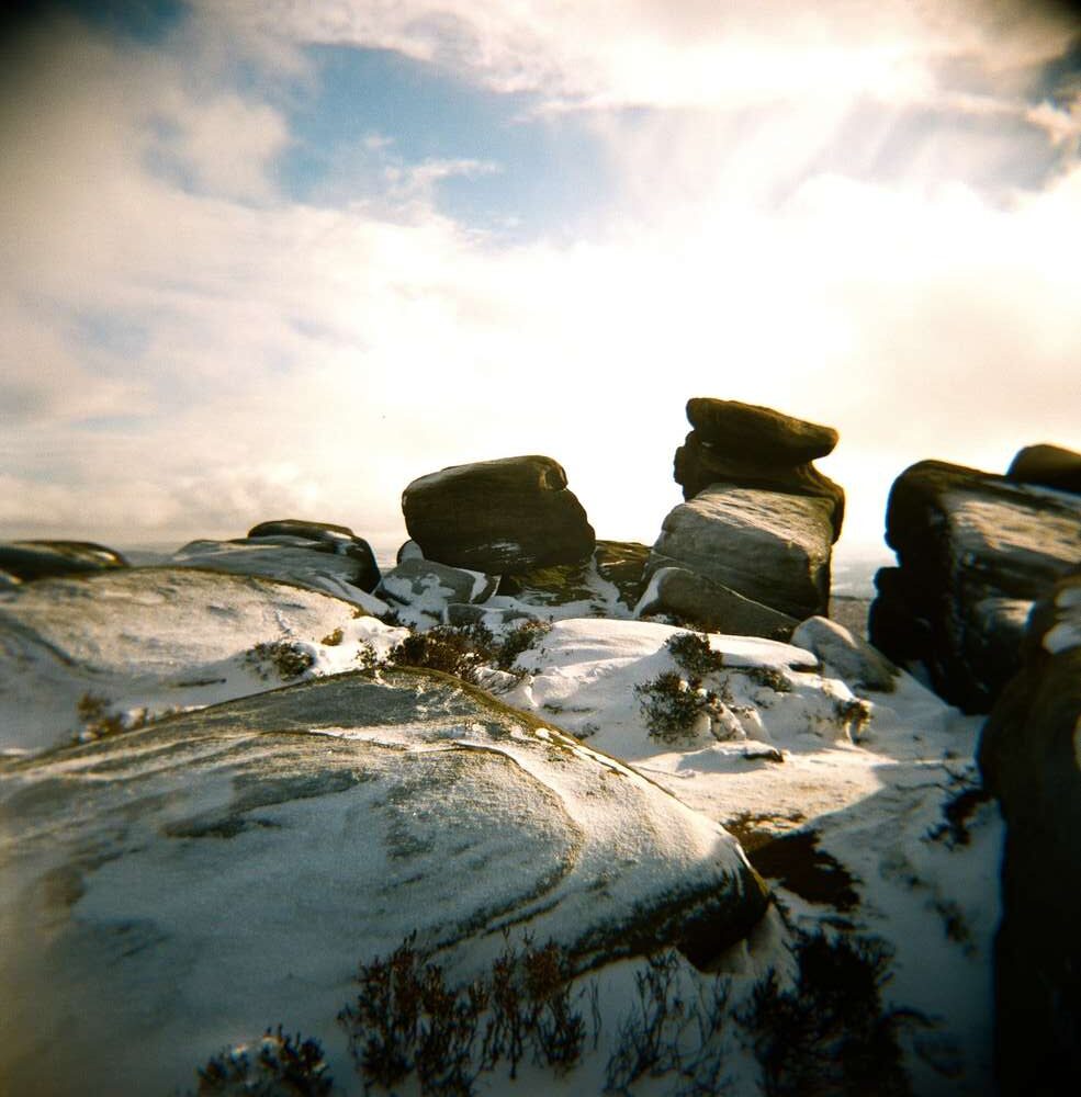 Derwent edge rocks in sunny interval