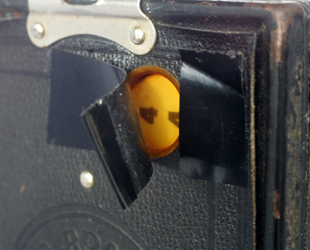 Temporary cover to film counter window.