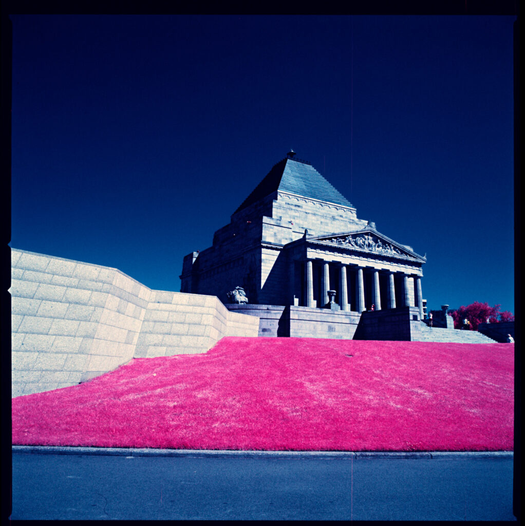The Shrine War Memorial, Melbourne. Hasselblad 503 CX, 80mm f/4 Yellow filter