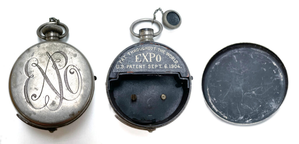Front, indie and back of Expos Watch Camera
