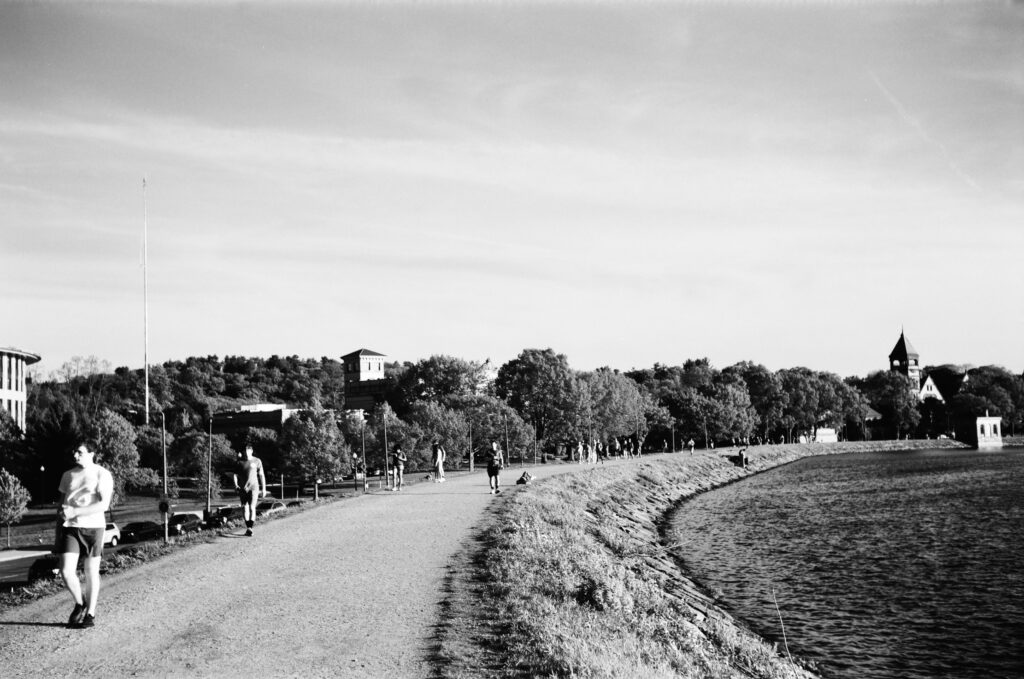 A reservoir-side trail