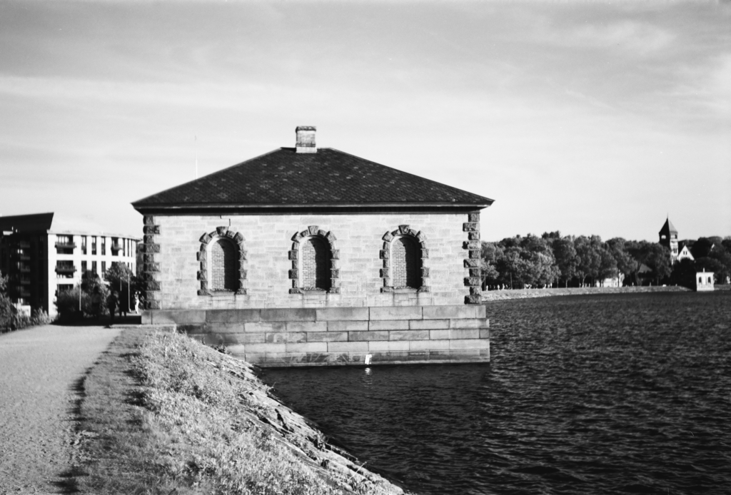 A water pumping station in direct sunlight