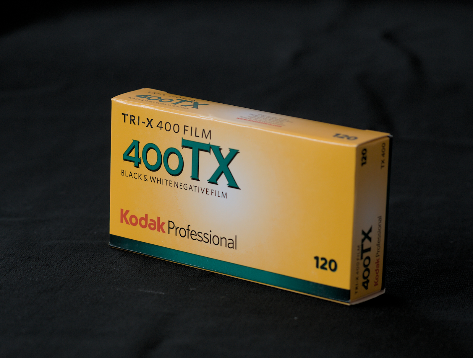 A box of Kodak Tri-X 400 120 5 pack photographed by Ted Smith Photography for his online store https://shop.tedsmithphotography.co.uk